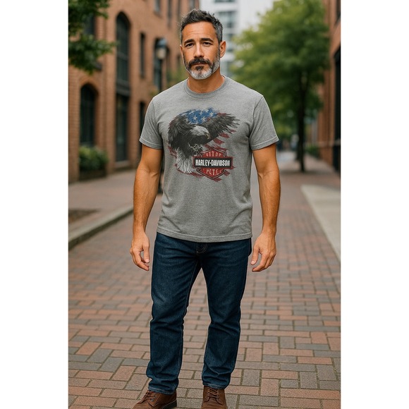 Harley Davidson Smoky Mountain Eagle Graphic T-Shirt‎ Mens XL Biker Tee - Picture 6 of 6